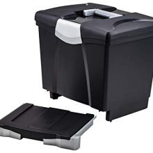 Storex Portable File Storage Box with Drawer Tray, Latch Lid, Letter Size