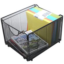 Modern Black Metal Mesh File Box – Foldable Storage Crate for Home & Office Organization