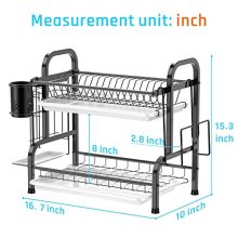 Dish Drying Rack, iSPECLE 304 Stainless Steel 2-Tier Dish Rack