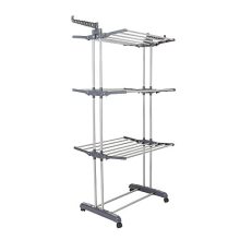 bigzzia Clothes Drying Rack, 3-Tier Collapsible, Rolling, Stainless Laundry Dryer