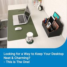 LAMOTI Leather Desk Organizer with a 4" Coaster, Large Capacity 5 Compartments