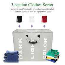 Esonmus Laundry Bag Collapsable 3-Section Storage Bag Foldable Laundry