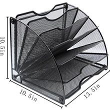 EasyPAG Fan-Shaped Desk File Organizer 6 Compartment Magazine Holder Black