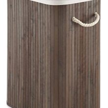 Whitmor Laundry Hamper with Rope Handles Bamboo, 12.25x16.25x23.375, Dark Stain