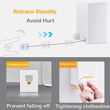 Retractable Clothesline Adjustable 13.8 Feets Stainless Steel Rope