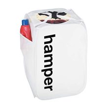 Smart Design King Size Pop Up Laundry Hamper w/Side Pocket & Handles - Durable Fabric Collapsible Design - for Clothes & Laundry - Home Organization (Holds 3 Loads) (18 x 24 Inch) [White]