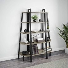 Ballucci Industrial Corner Shelf, 5-Tier Ladder Bookcase, Storage Rack