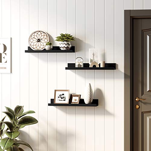 SONGMICS Wall Shelves Set of 3, Floating Shelves Ledge 15-Inch Long