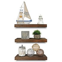 Rustic Farmhouse 3 Tier Floating Wood Shelf - Real Hardwood Floating Wall Shelves