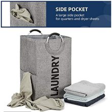 NISHEL Extra Large Collapsible Laundry Hamper – Stylish Clothes Basket with Soft Handles & Side Pocket for Families