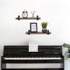 Mkono Rustic Wood Floating Shelves Industrial Wall Mounted Shelving 2 Set