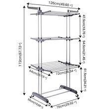 MIZGI 3 Tier Rolling Clothes Drying Rack Clothes Garment Rack Laundry Rack