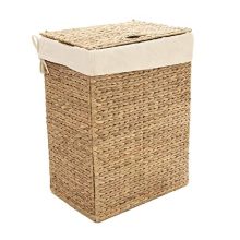 Seville Classics Lidded Foldable Water Hyacinth Portable Rectangular Laundry