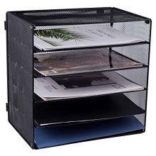 EASEPRES 5 Slot Desk Organizer Tray, Mesh File Paper Letter Tray Desktop Paper