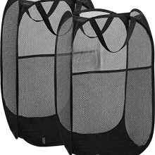 Simplized 2 Pack Popup Laundry Hamper, Foldable Pop-up Mesh Hamper Dirty Clothes Basket w Carry Handles (2)