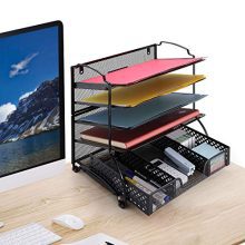 Simple Trending 5-Trays Mesh Desk File Organizer Vertical Document Letter