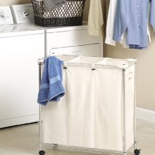 Whitmor 3 Section Rolling Supreme Laundry Sorter with Removable Canvas Bags