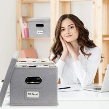 Beautiful File Box Organizer Set of 2 - Collapsible Linen File Cabinet