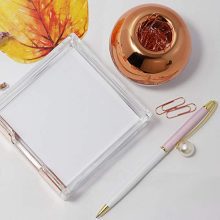 Round Magnetic Holder (with 100Pcs 1.1" Paper Clips) + Crystal Clear Rose Gold