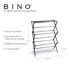 BINO 3-Tier Collapsing Foldable Laundry Drying Rack, Black