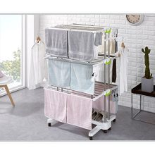 Newerlives 3-tier Collapsible Clothes Drying Rack with Casters