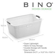 BINO Woven Plastic Laundry Hamper Storage Basket (White)