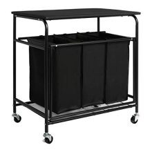 HollyHOME Laundry Sorter Cart with Unopenable Ironing Board