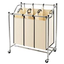 Whatyiu Laundry Sorter 3-Bag Heavy-Duty Rolling Divided Laundry Hamper Cart