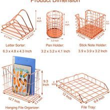 Superbpag Rose Gold Office Supplies 5 in 1 Desk Organizer Set