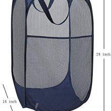 2 Packs Mesh Pop up Laundry Hamper (Black/ Navy Blue) with Portable