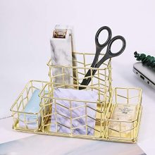 Your Workspace: Gold Desk Organizer with 4 Compartments
