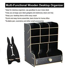 Marbrasse Wooden Desk Organizer, Multi-Functional DIY Pen Holder Box