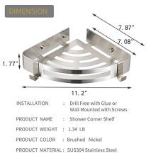 BESy Adhesive Bathroom Shower Corner Shelf Shower Corner Caddy