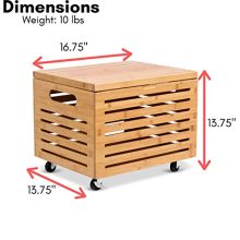 BirdRock Home Bamboo Rolling File Storage Organizer Box with Lid