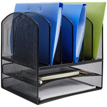 AmazonBasics Mesh Six Slot File Storage Office Organizer with Double Tray