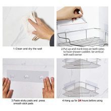 AmazerBath Adhesive Bathroom Corner Shower Shelf Corner Shower Caddy