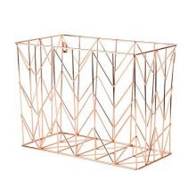 U Brands Hanging File Desk Organizer, Wire Metal, Copper/Rose Gold