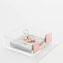 Clear Acrylic Rose Gold Self Stick Memo Pad Holder 5mm Super Thick Notes Cards