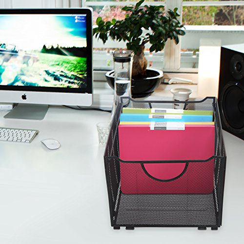 Modern Black Metal Mesh File Box/Foldable Storage Crate/Home Office Folder