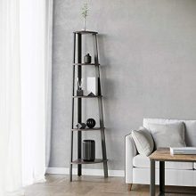 VASAGLE Industrial Corner Shelf, 5-Tier Ladder Bookcase, Storage Rack