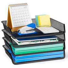 Bextsware Stackable 4-Tier Mesh Desktop Organizer File Folder