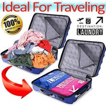 Travel Laundry Bag Red and Blue 2 Pcs, Large Heavy Duty Washable Dirty Clothes