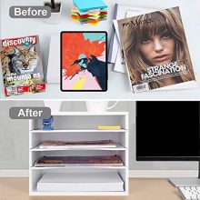 eMerit Wood Desktop Organizer Paper Storage Letter Tray File Sorter