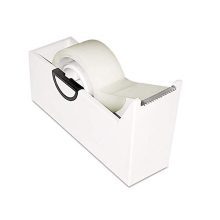 2 Tray Office Desk Organizer and Tape Dispenser-White Metal mesh