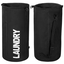 WOWLIVE Extra Large Foldable Laundry Hamper Durable Laundry Basket Collapsible Laundry Bag Backpack Dirty Clothes Hamper Standing Waterproof Hamper for Laundry (Black)