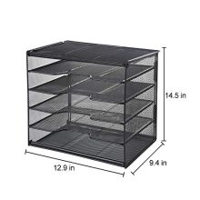 Samstar Paper Letter Tray, Mesh Desk File Organizer with 5 Tier Shelf and Sorter