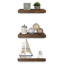 Rustic Farmhouse 3 Tier Floating Wood Shelf - Real Hardwood Floating Wall Shelves