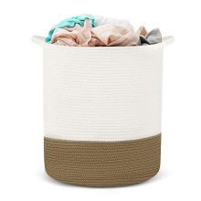 HYNAWIN Cotton Rope Storage Basket Laundry Basket, Tall Decorative Woven
