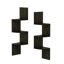 FURINNO Rossi 3-Tier Wall Mount Floating Corner Radial Shelf