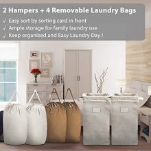 MCleanPin Double Laundry Hamper with 4 Removable Laundry Bags